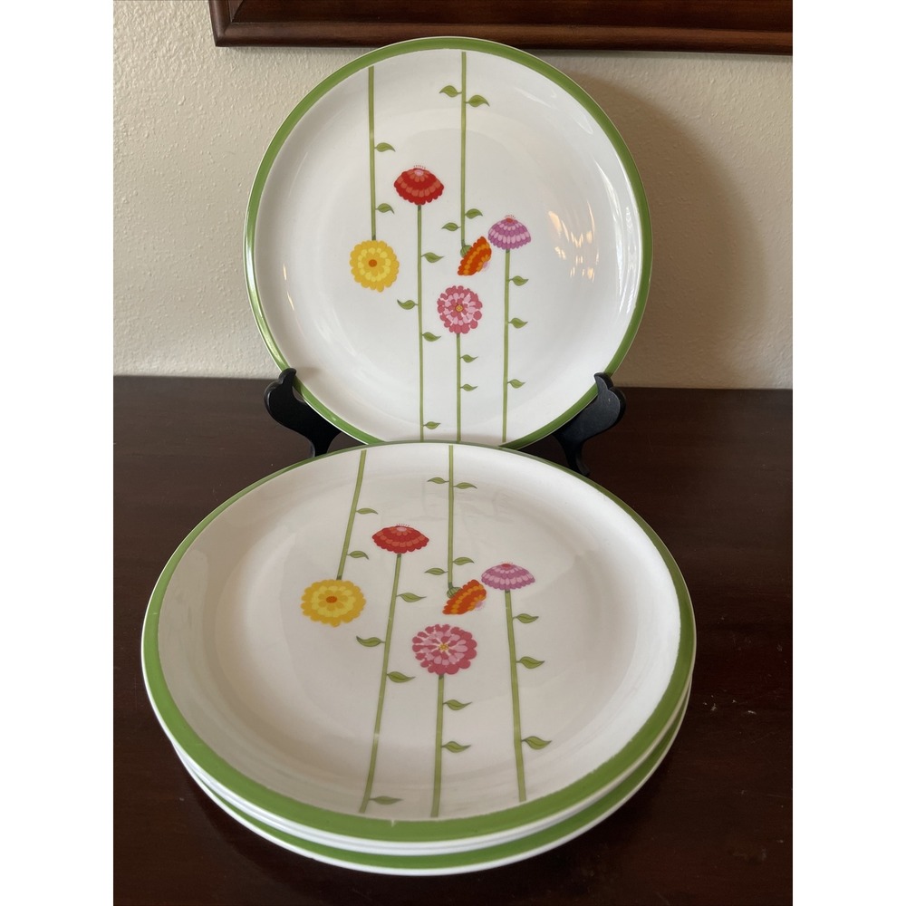 Vintage Midcentury Mod MCM Denby Contrariwise 70s Floral Dinner Plates Set of 4
